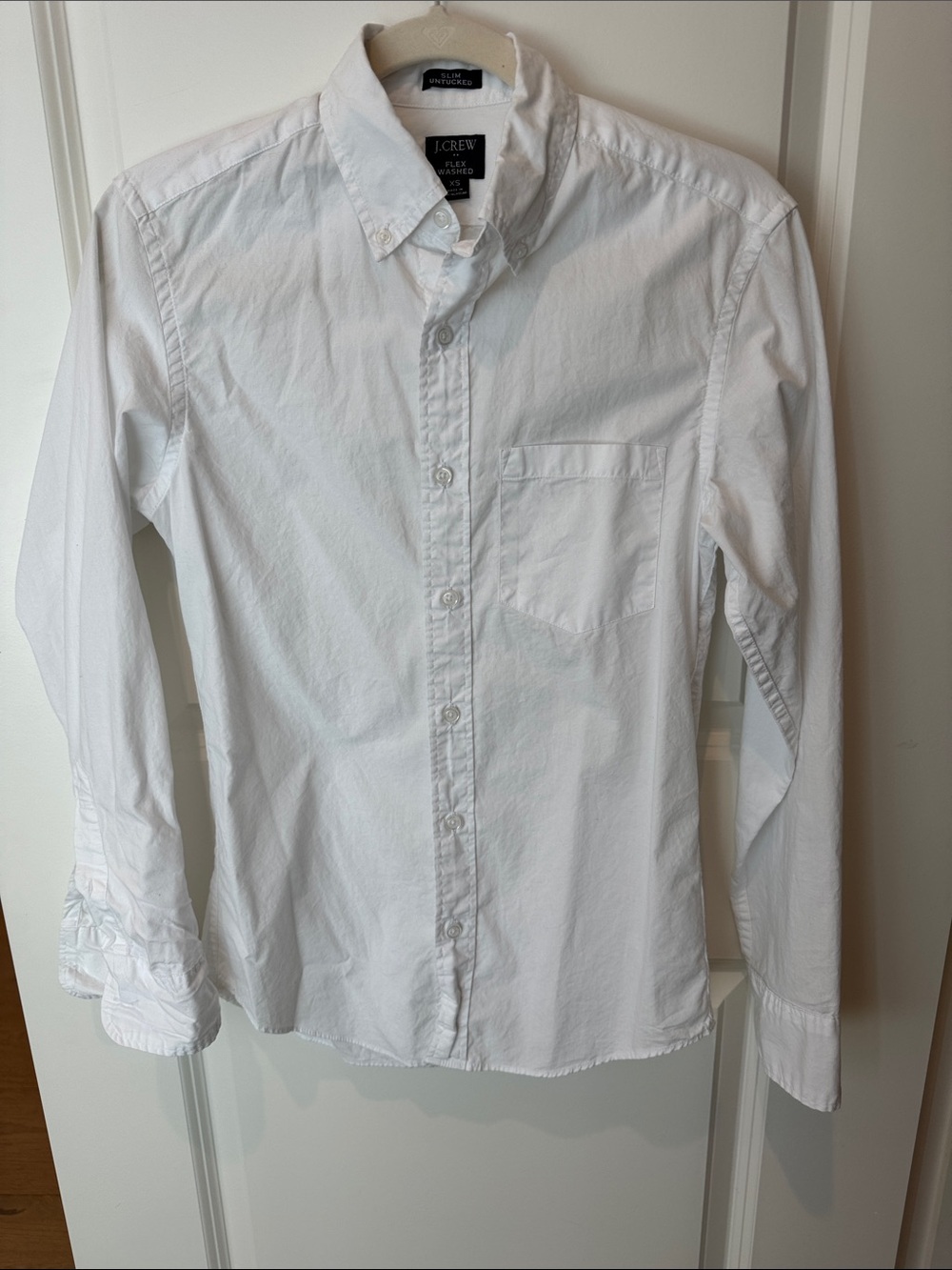 J. Crew Flex Washed Slim Untucked White Men’s Button-Down Dress Shirt